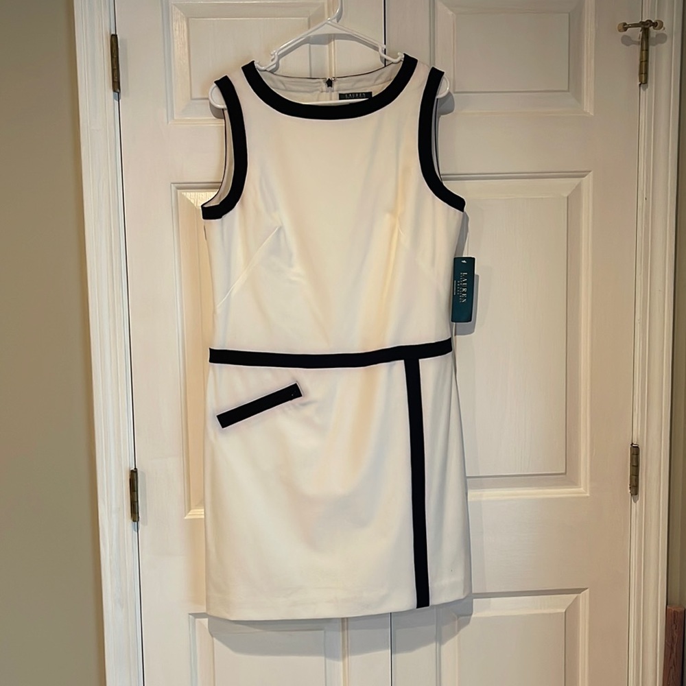 Gorgeous ivory & black Ralph Lauren dress, 14, excellent condition never worn